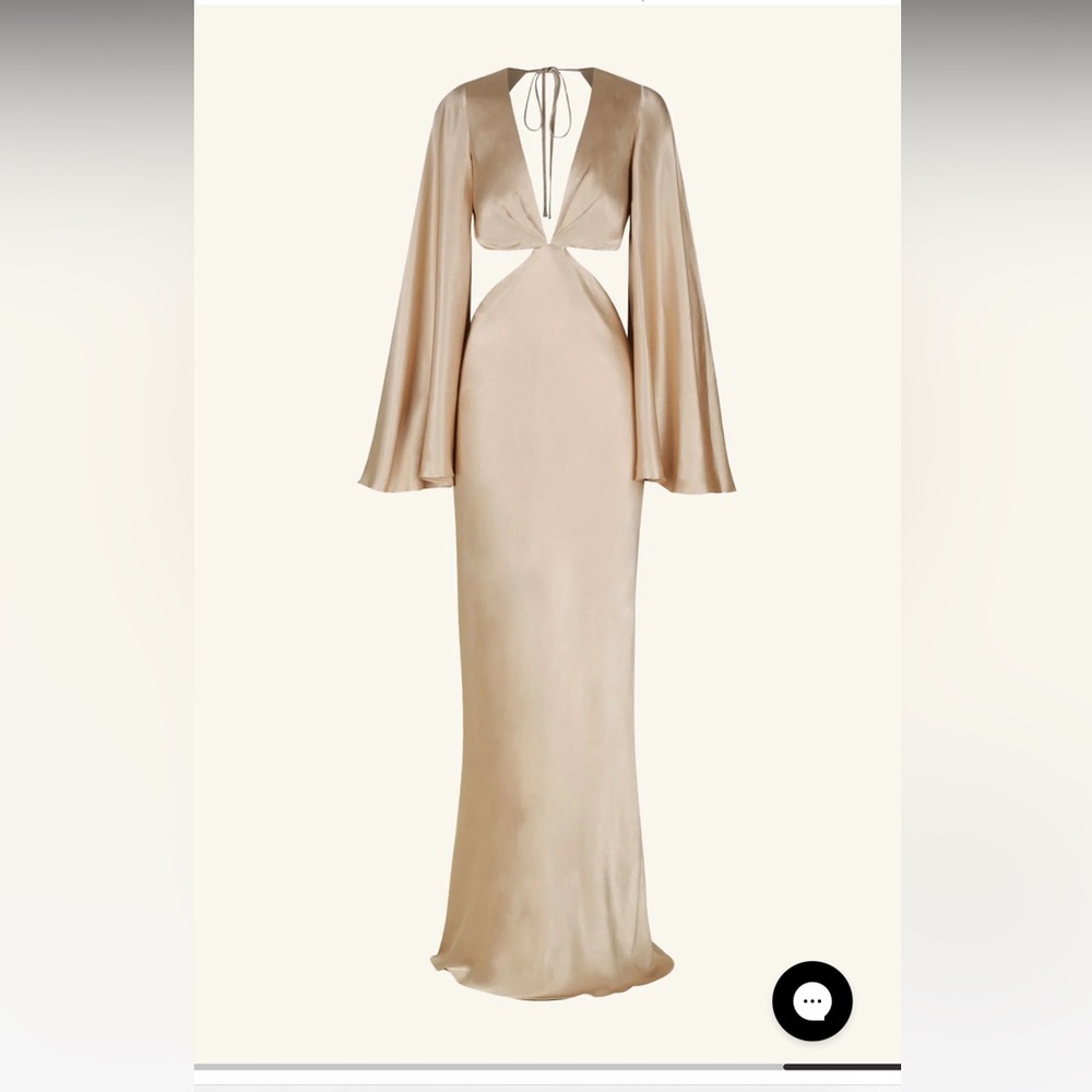 Shona Joy Soft Gold Cut Out Long Sleeve Dress